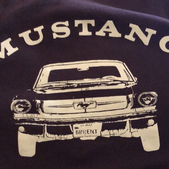 Blanco Bundle of Vintage Mustang design Long Tee layered with Short Tee M - Picture 2 of 8